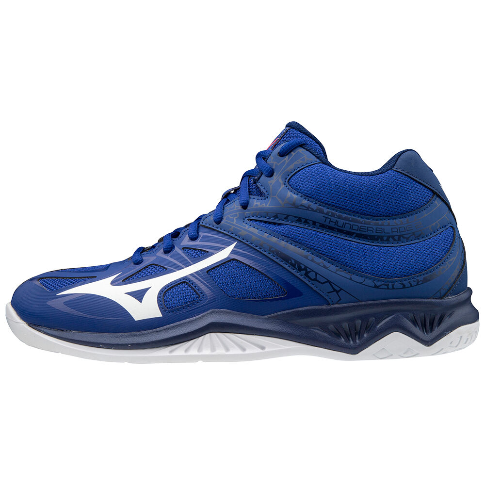 Mizuno Men's Thunder Blade 2 Mid Volleyball Shoes Blue/White/Pink (V1GA197520-UVA)